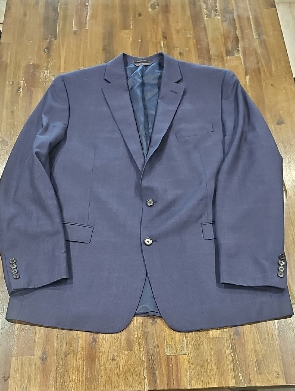 Ralph Lauren Men's Navy Plaid Two-Button Sport Wool Coat 46L